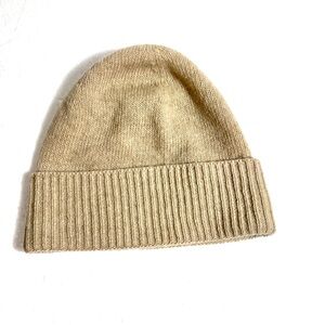 Classic Tan Knit Beanie Cashmere Wool